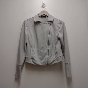 H by Halston Gray Knit Moto Sweater Jacket Collared Womens Size 6-Small